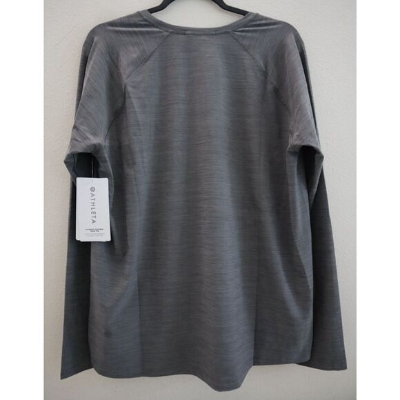 Athleta Women's Sz Large Gray Heather Ultimate Textured L/S Train Top - Picture 2 of 11